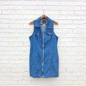 Vintage Route 66 Denim Zip Up Dress Size 8